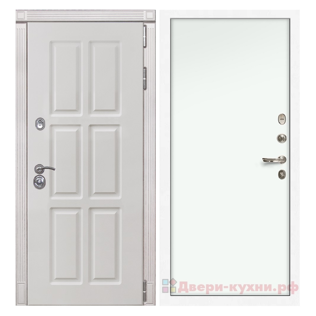 Белая дверь в квартиру Лекс Император 10 с гладкой панелью